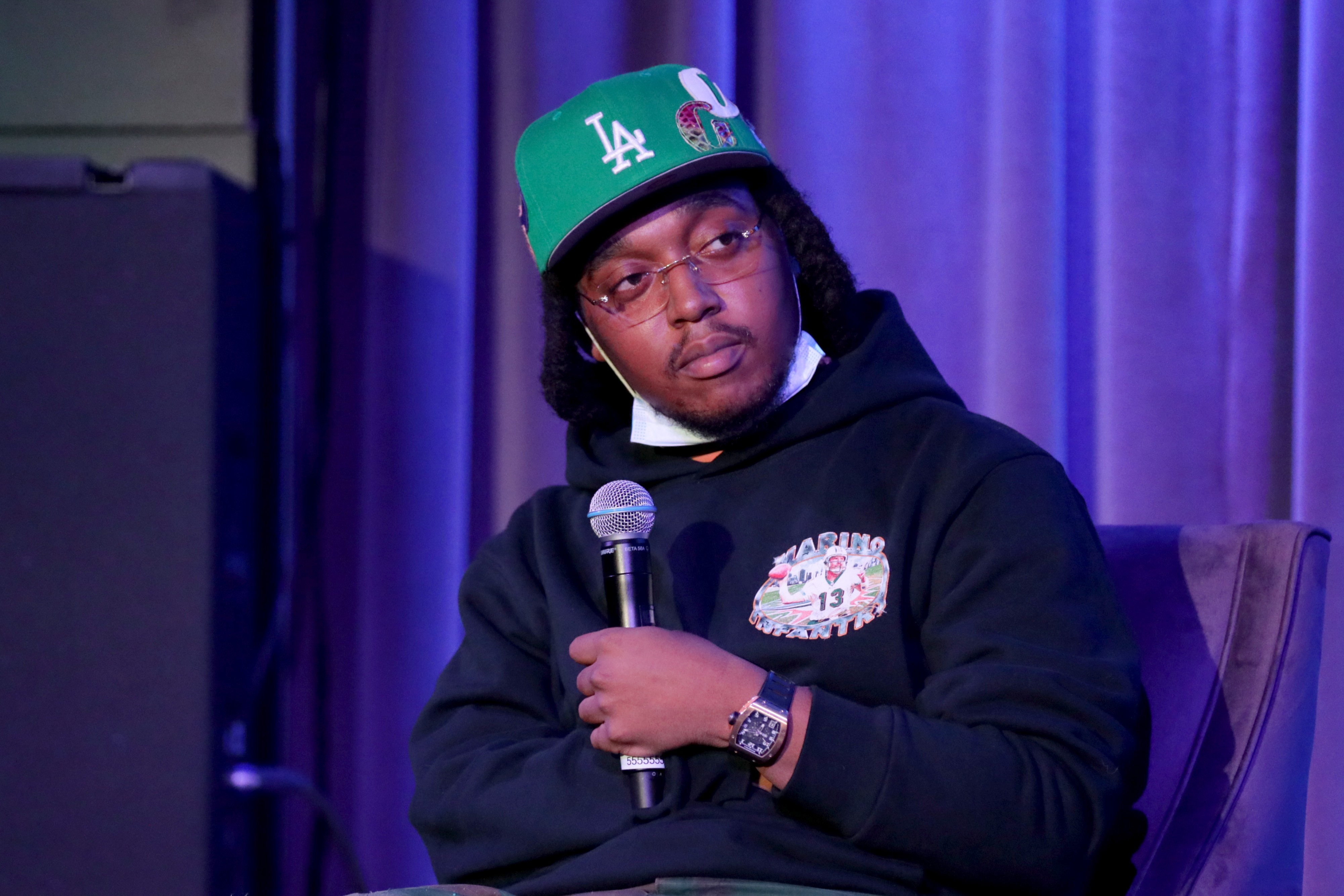 Takeoff speaks onstage at the Grammy Museum in Los Angeles, California onSeptember 22, 2021. | Source: Getty Images
