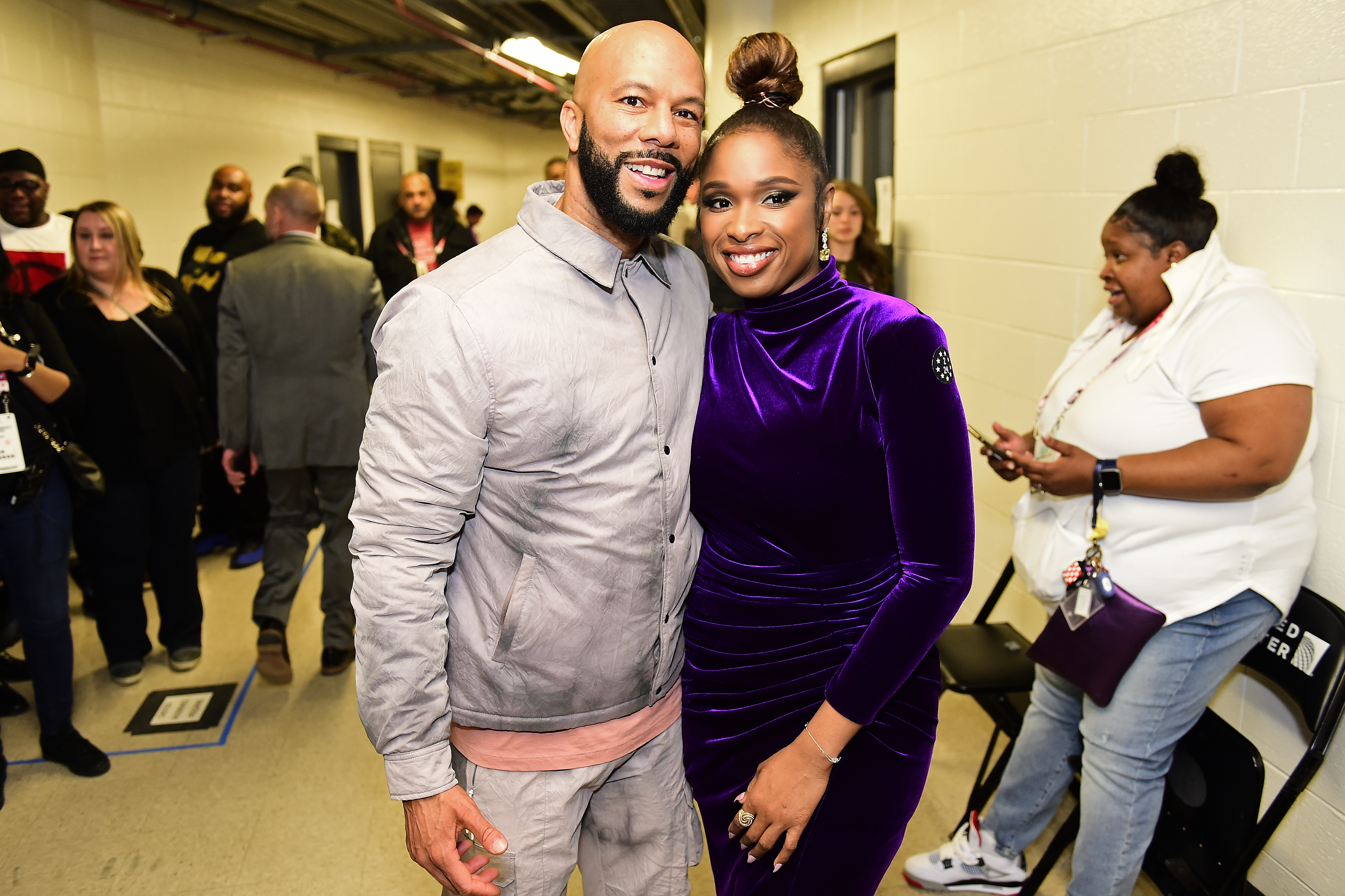 Rapper Common with Jennifer Hudson at an NBA All-Star Game on February 16, 2020 in Chicago, Illinois. | Source: Getty Images