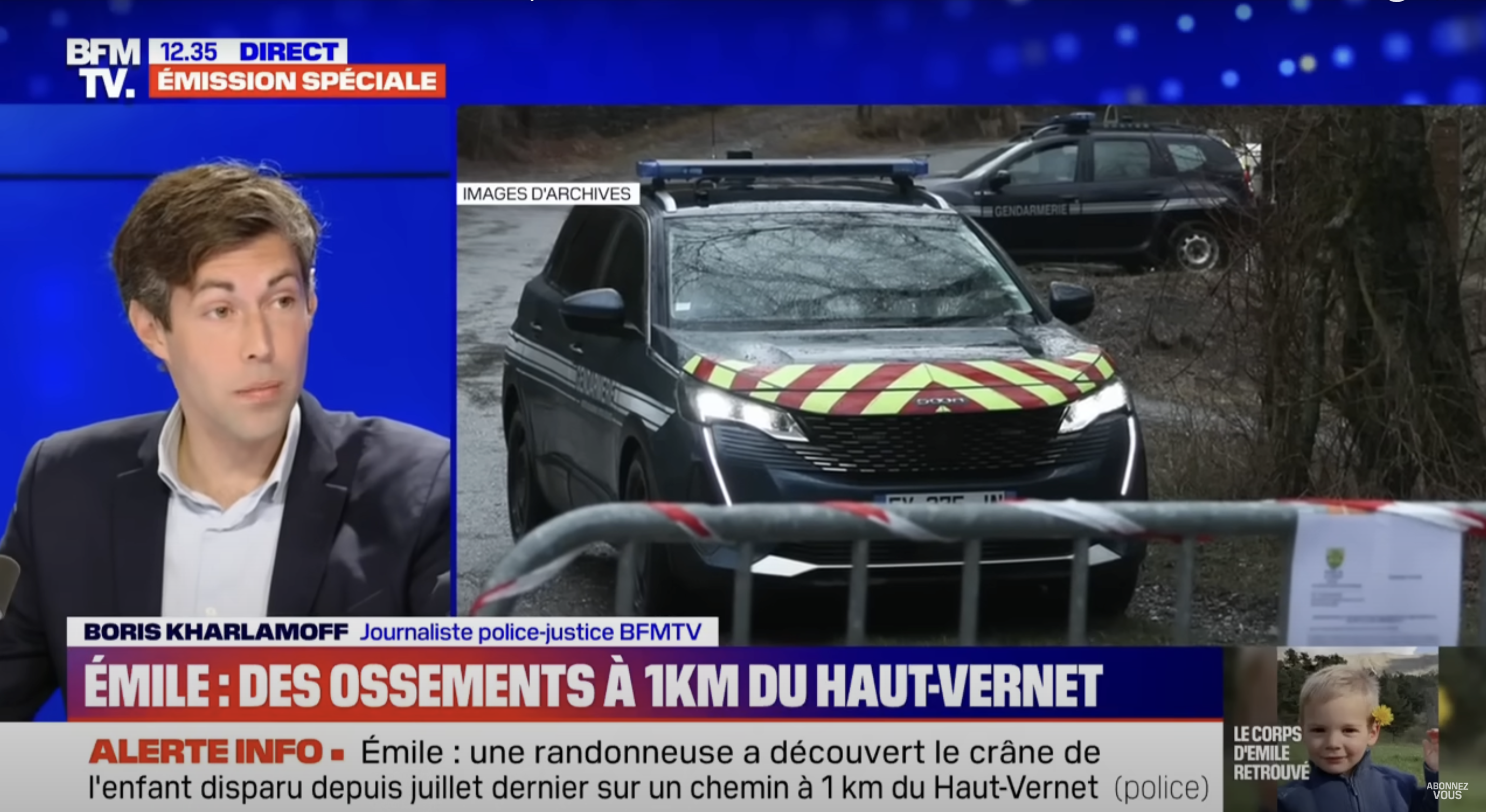 A police vehicle near Haut-Vernet, as seen in a video dated March 31, 2024 | Source: YouTube/BFMTV