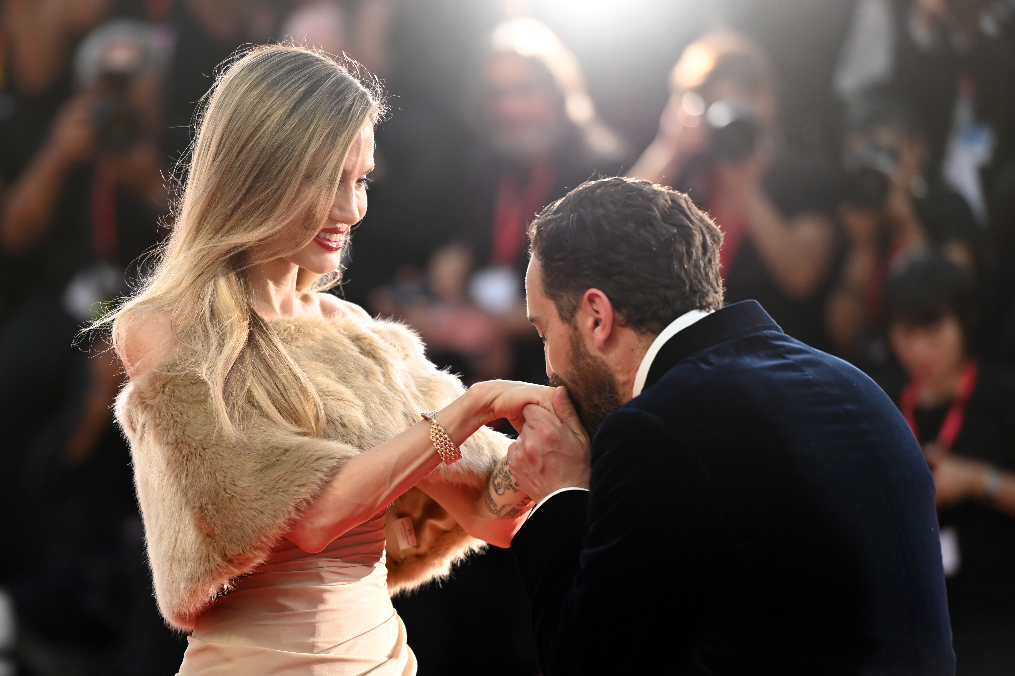 Angelina Jolie and director Pablo Larraín at the premiere of 