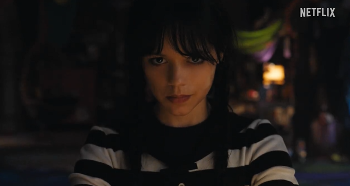 A screenshot of Jenna Ortega as Wednesday Addams in the season 2 trailer for "Wednesday." | Source: X/wednesdayaddams