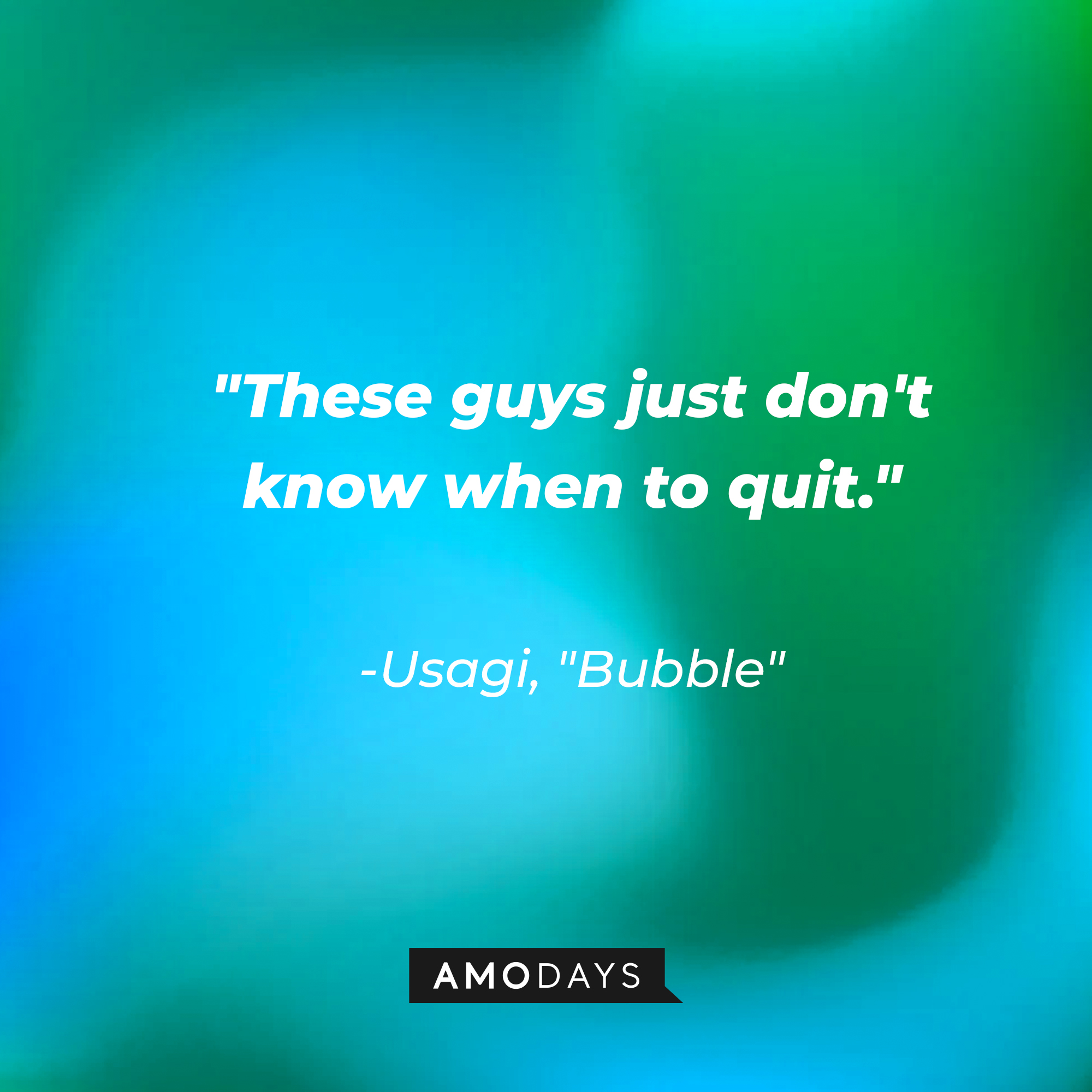 Usagi's quote on "Bubble:" "These guys just don't know when to quit." | Source: AmoDays