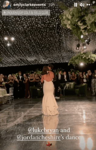 A screengrab of Luke Bryan dancing with his niece Jordan Cheshire on her wedding day | Source: Instagram/@emilyclarkeevents 