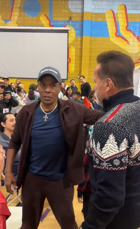 Arnold Schwarzenegger at the Hollenbeck Center in Boyle Heights, posted on December 17, 2023 | Source: TikTok.com/@arnoldschnitzel