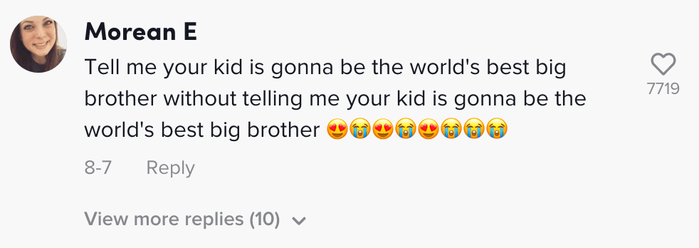 Commenters respond to a child's emotional reaction after he finds out he is going to be a big brother | Photo: TikTok/ria32184