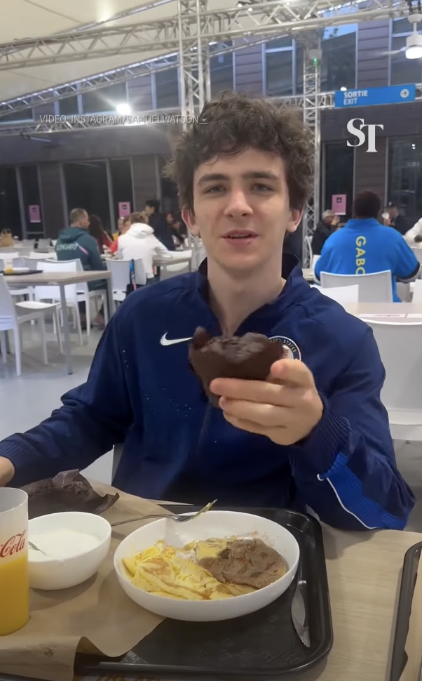 The Paris Olympic Village's food in a video uploaded on August 3, 2024 | Source: YouTube/The Straits Times