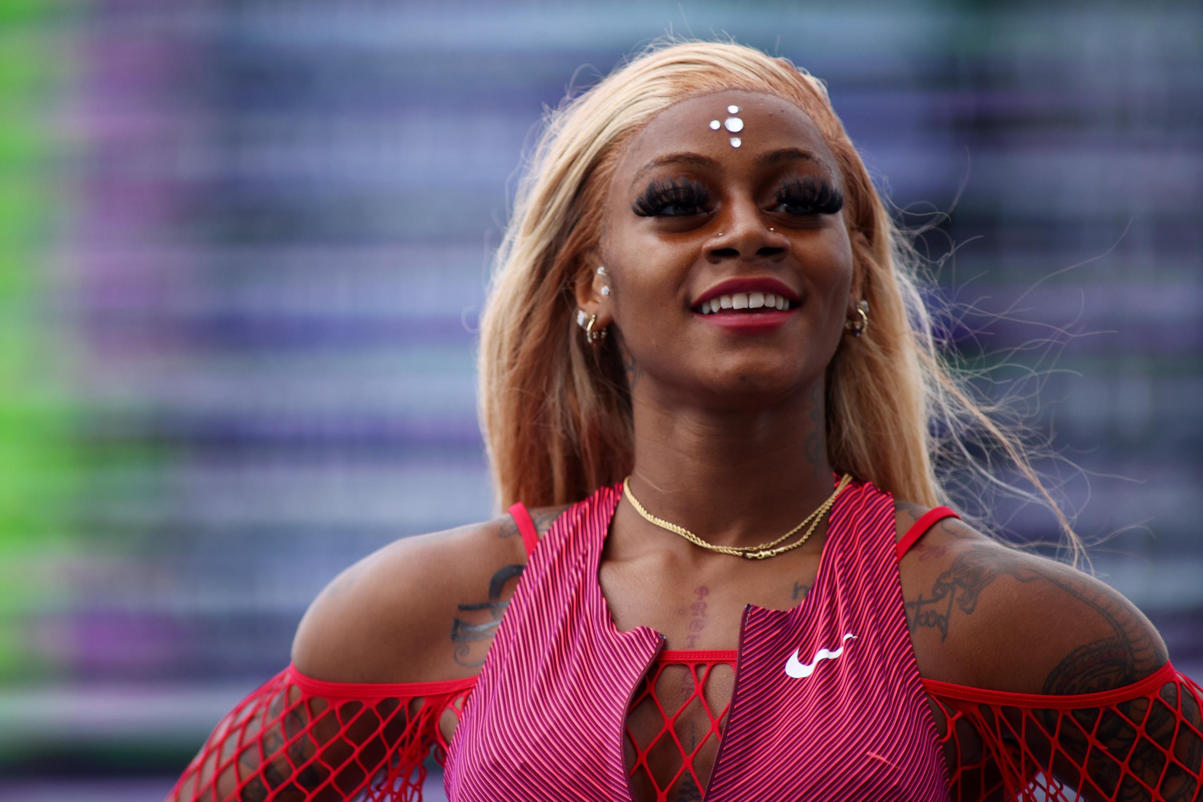 Sha'Carri Richardson smiling after placing second in the Women's 100-meter race during the New York Grand Prix on June 12, 2022. | Source: Getty Images