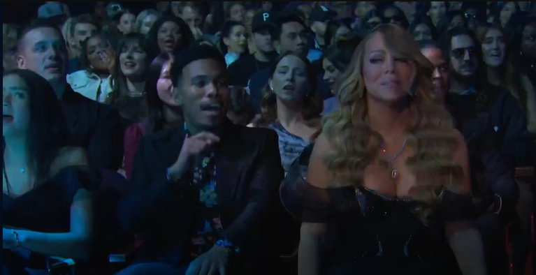 Mariah Carey's reaction to Muni Long's tribute during the iHeartRadio Music Awards on March 17, 2025 | Source: Youtube/iHeartRadio