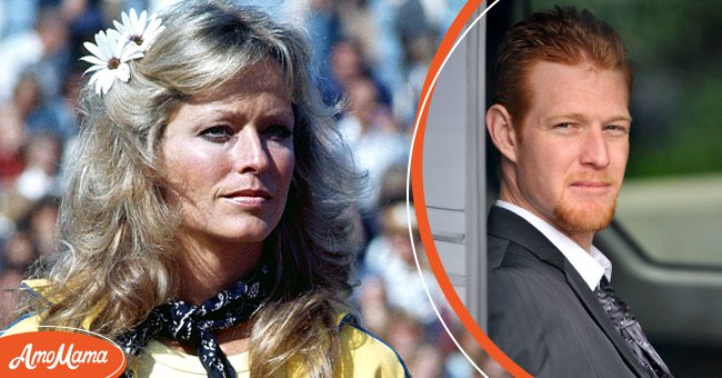 Farrah Fawcett circa 1977 [left]  Redmond O'Neal leaves court after a successful progress report on March 27, 2012 [right]  | Photo: Getty Images