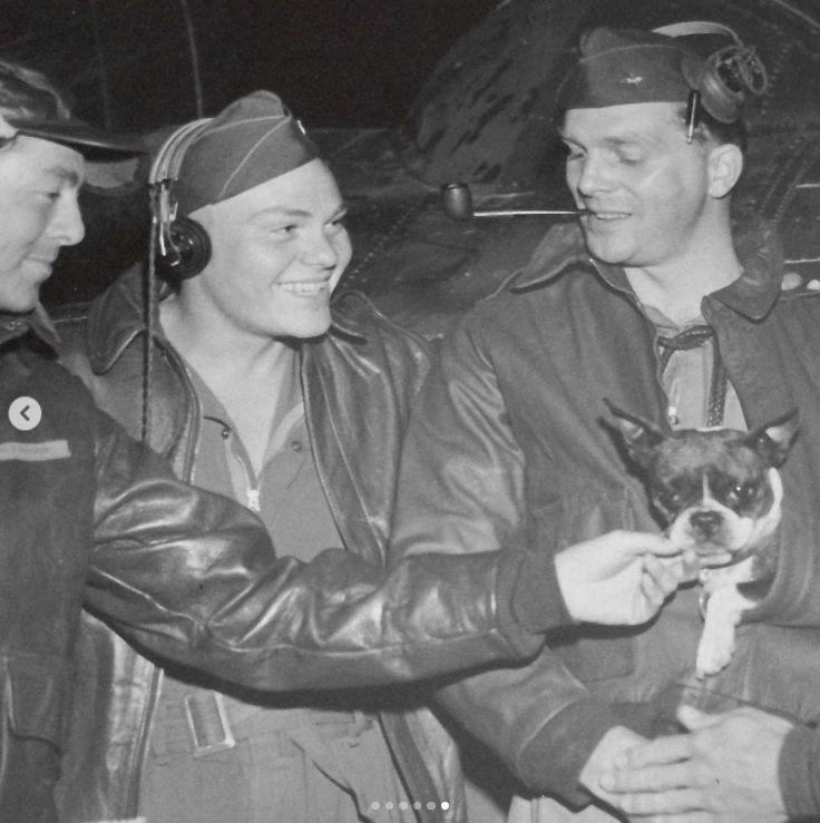 Paul Gilbert during his time in the Army Air Corps, smiling alongside fellow servicemen. | Source: Instagram/melissagilbertofficial