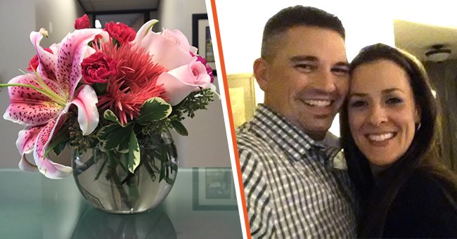 [Left] The flowers a man sent to his ex-wife when their divorce was finalized; [Right] The couple who got divorced. | Source: twitter.com/shorrttstack  facebook.com/iwakeupwithtoday