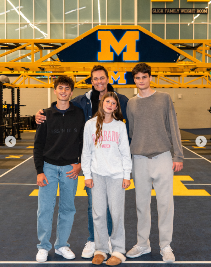 Tom Brady poses with his children — Vivian Brady, Benjamin Brady, and Jack Moynahan — as seen from a post dated December 5, 2025. | Source: Instagram/tombrady