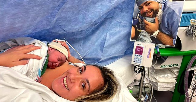 Woman loses her husband 7 days before she gives birth to their son and looks at a photo of him during labor | Photo: Facebook/gracesotolongo