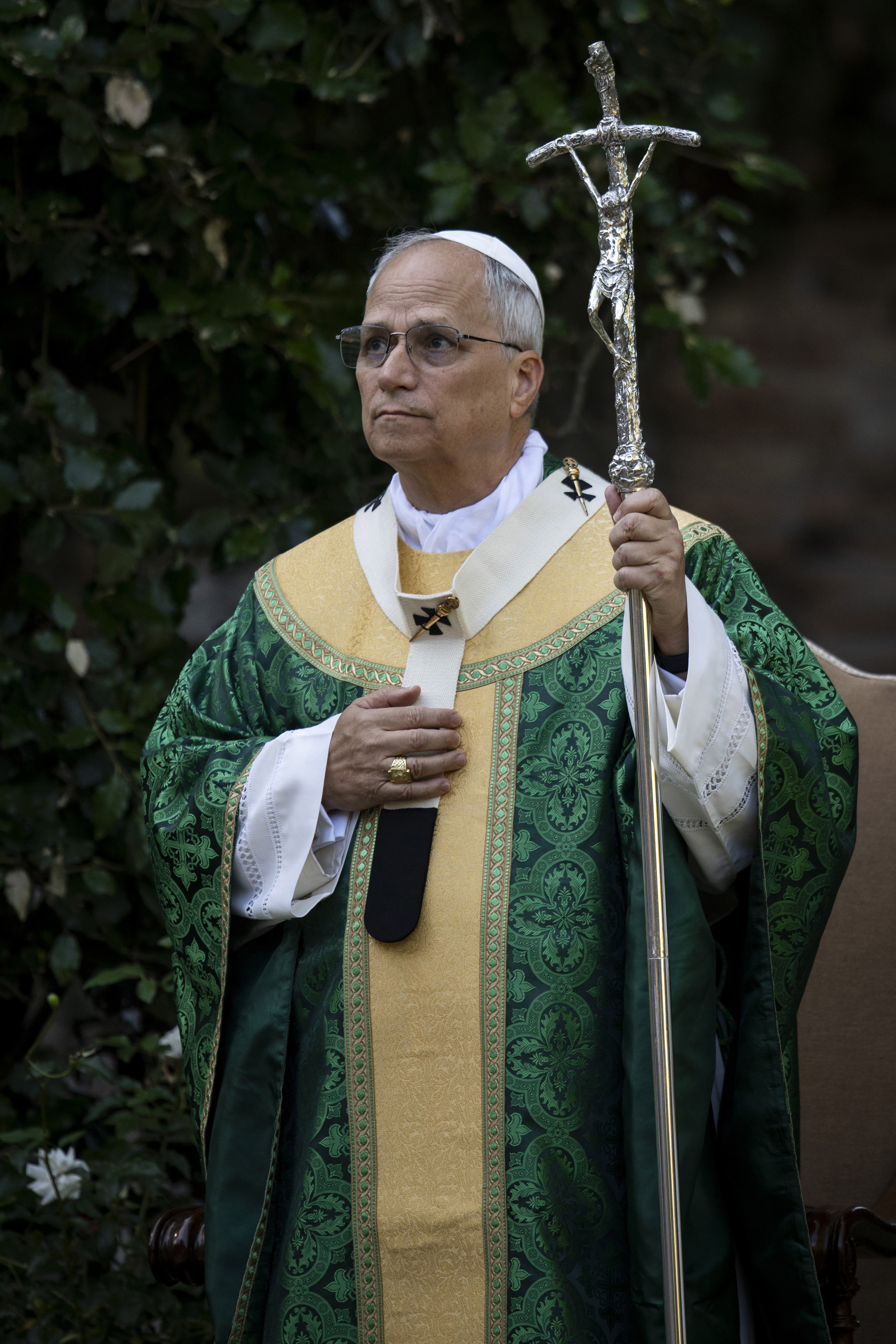Pope Leo XIV celebrates the Holy Mass in the gardens of Castel Gandolfo on July 9, 2025, in Rome, Italy. | Source: Getty Images