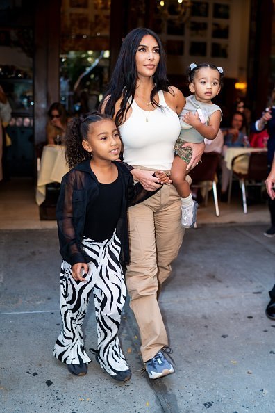 Kim Kardashian is seen with her children North, Saint and Chicago in SoHo  in New York City. | Photo: Getty Images