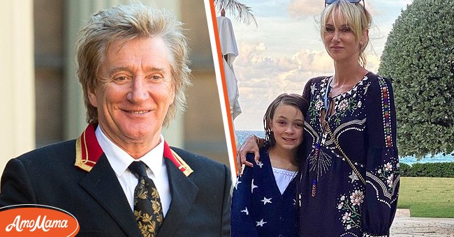 Picture of Rod Stewart [left]. Photo of Rod Stewart's daughter Kimberly and his granddaughter [right] | Photo: instagram.com/thekimberlystewart Getty Images
