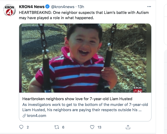 Screenshot of Liam, the 7-year-old victim | Photo: twitter.com/KRON4 News