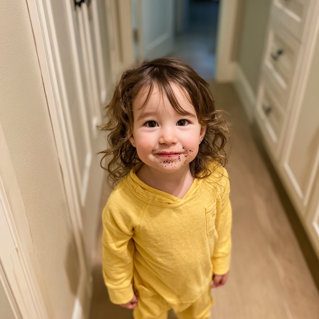 A smiling little girl in yellow pajamas | Source: Midjourney