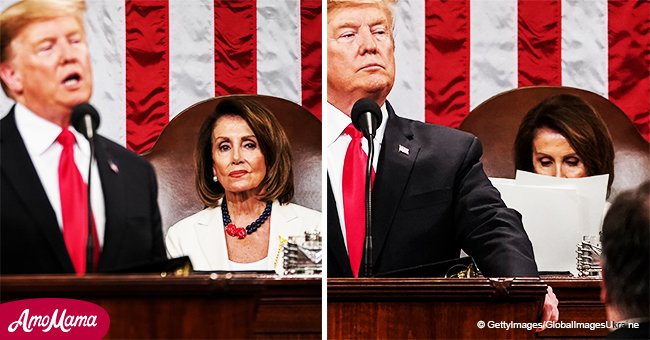 Pelosi managed to steal the show with her face even though she was sitting behind Trump at SOTU