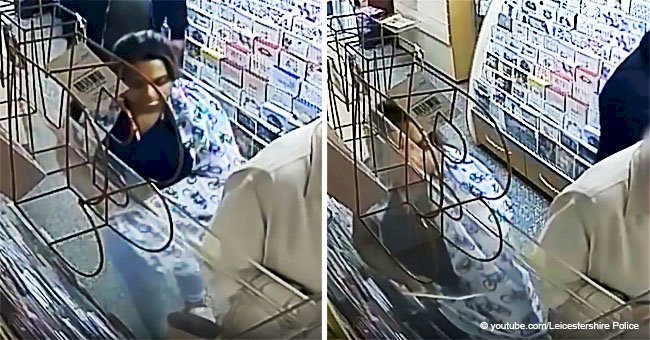 Shocking moment a couple steal an old woman’s purse just before she has a heart attack