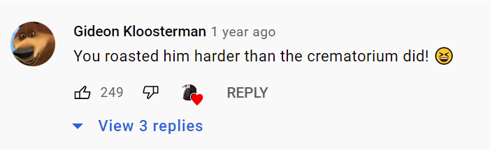 A user's comment on a woman's revenge video of her late husband. | Photo: youtube.com/Final Goodbye To The Nasty Bastard 