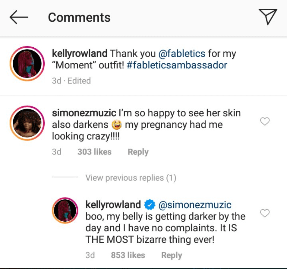 Screenshot of fan comments on Kelly Rowland's Instagram video.| Source: Instagram/kellyrowland
