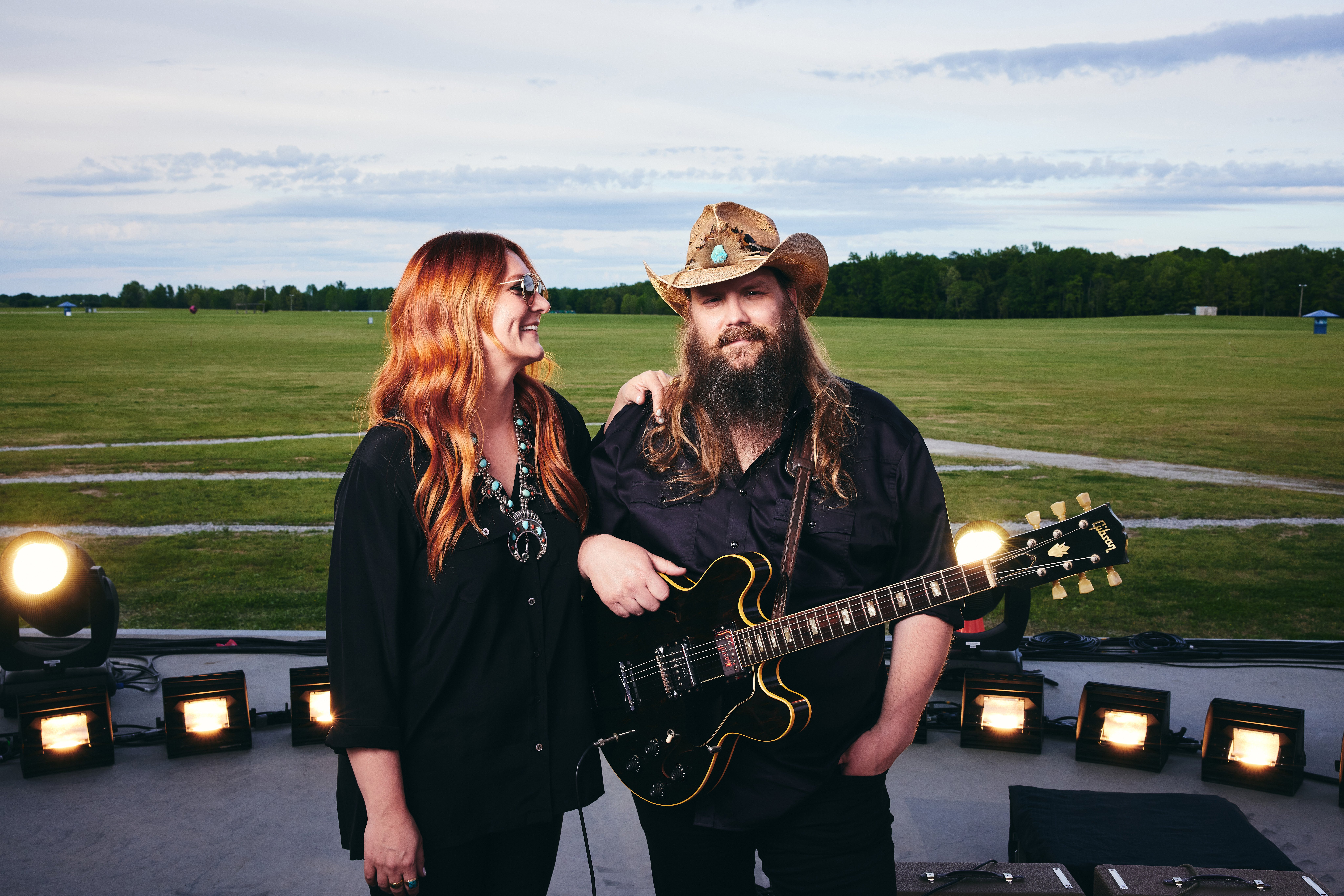Morgane Stapleton and Chris Stapleton pose for the 2021 CMT Music Awards at The Bonnaroo Farm on June 9, 2021, in Manchester, Tennessee broadcast | Source: Getty Images