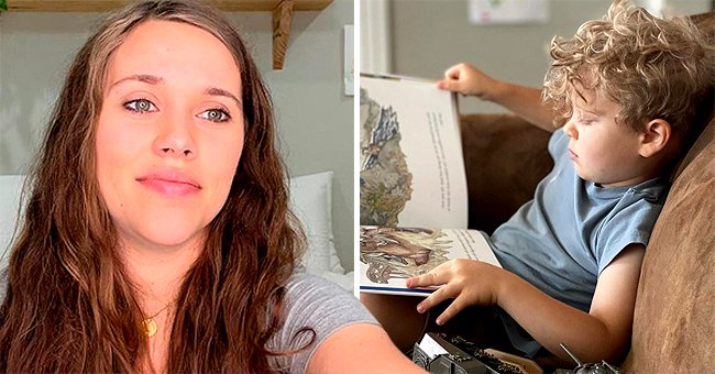 Jessa Seawald on the left and her 4-year-old son Henry reading a book on the right | Photo: Instagram.com/jessaseewald