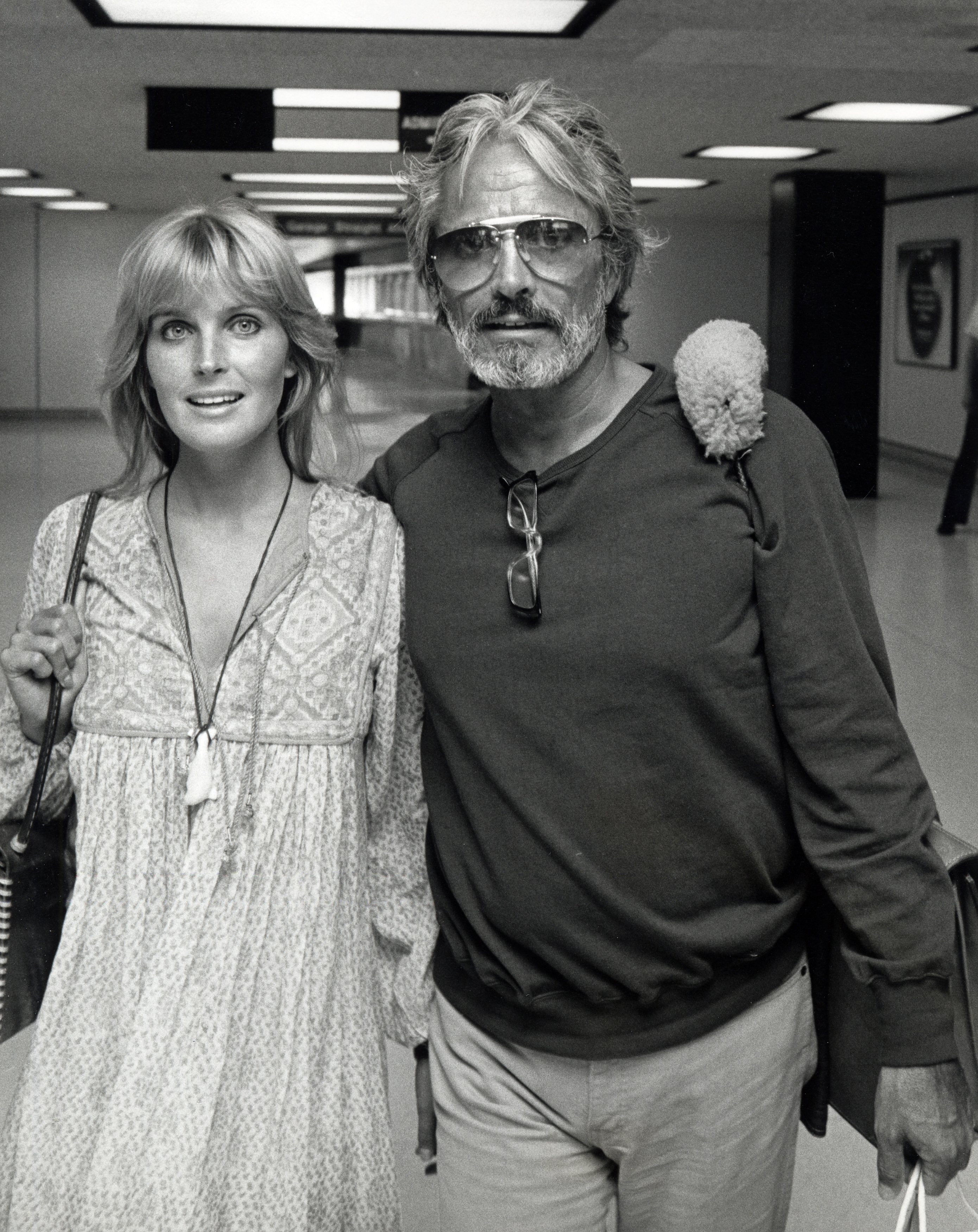 Bo Derek and John Derek on July 22, 1981 at La Guardia Airport in New York City | Source: Getty Images