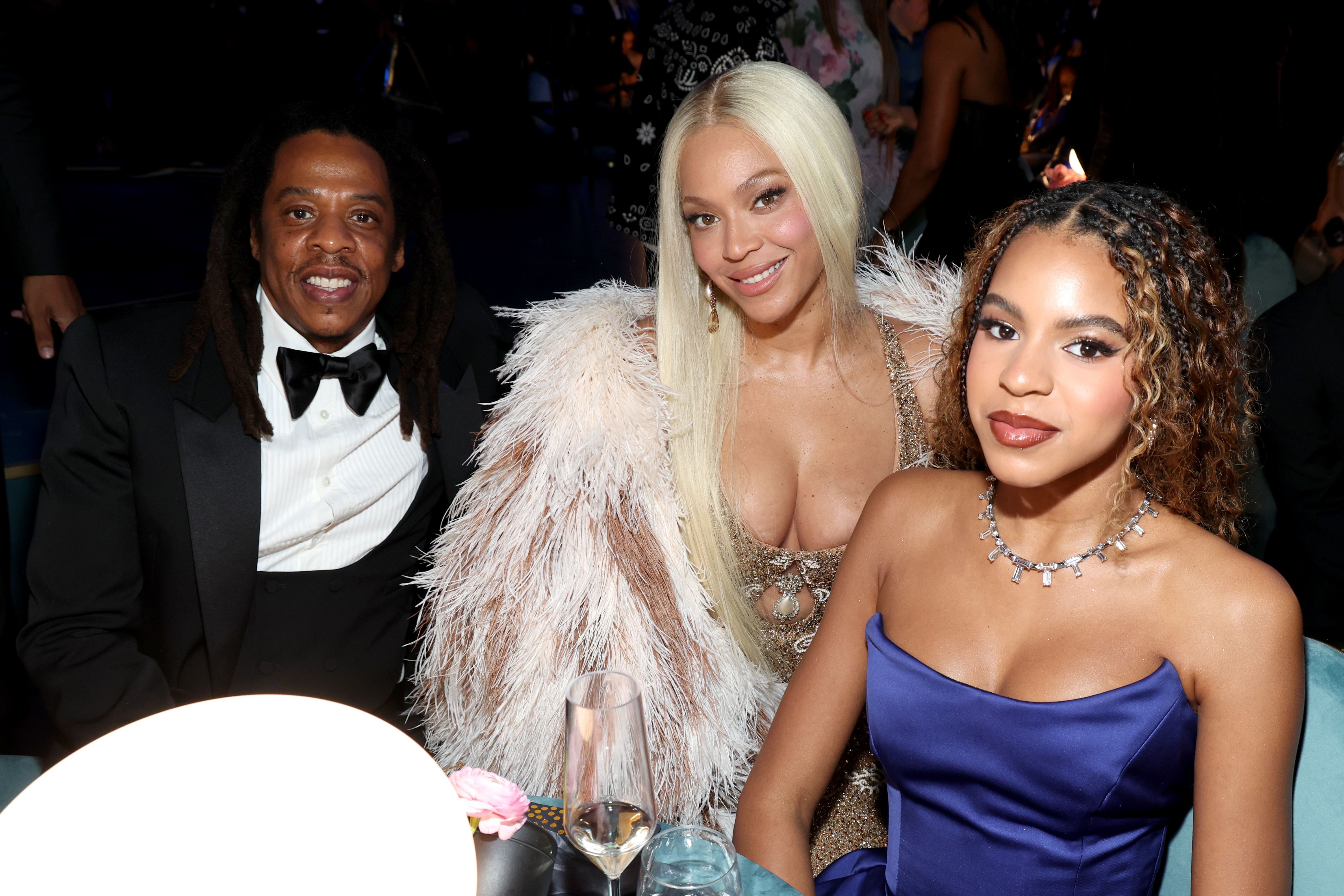 Jay-Z, Beyoncé, and Blue Ivy Carter attend the 67th Annual GRAMMY Awards at Crypto.com Arena on February 2, 2025, in Los Angeles, California | Source: Getty Images