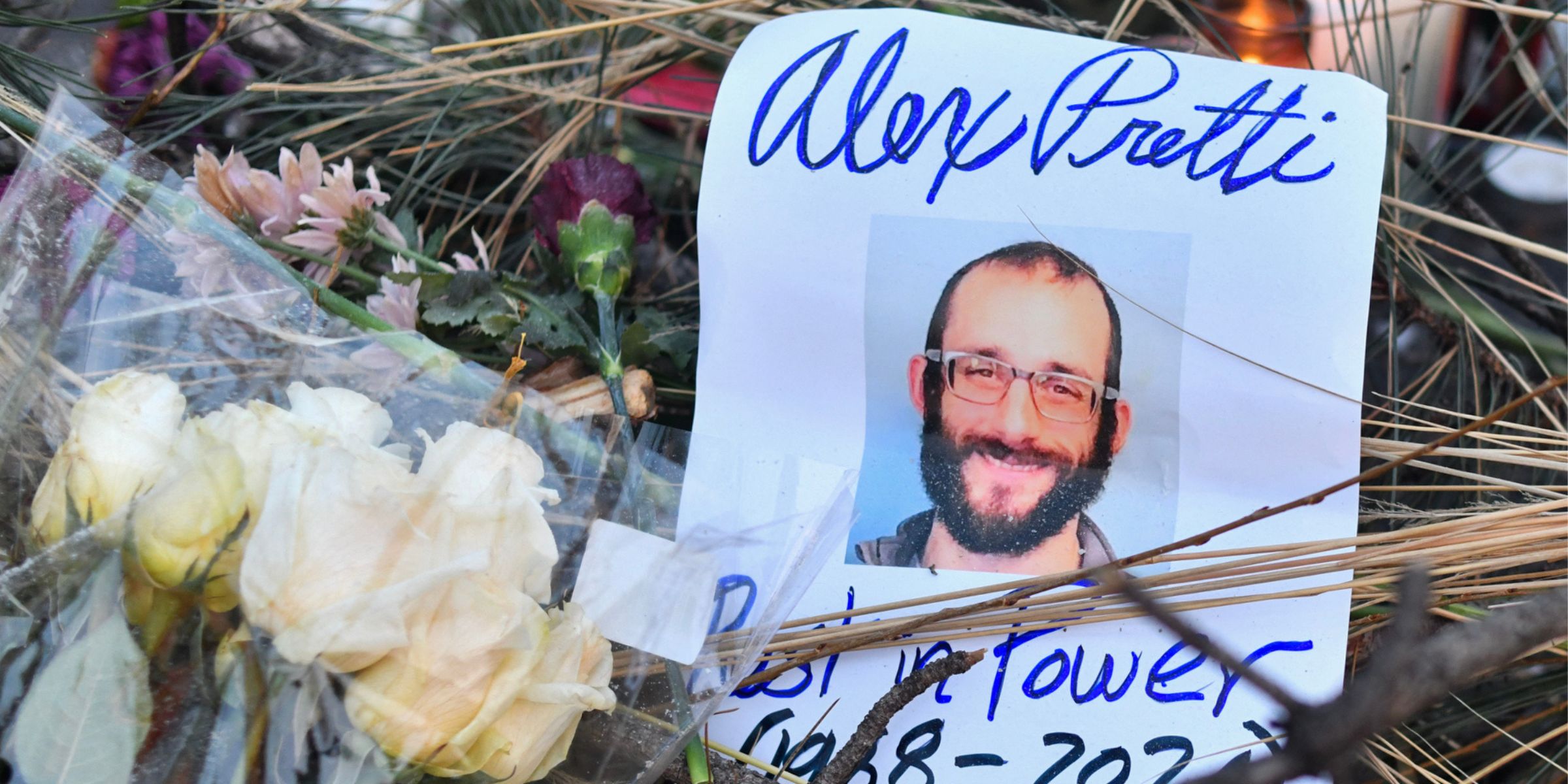 A makeshift memorial in the area where Alex Pretti was shot | Source: Getty Images