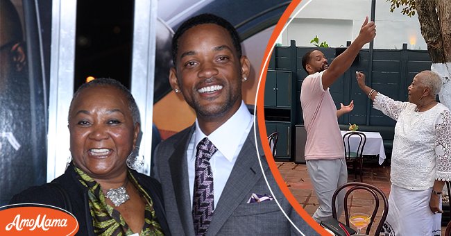 Left: Actor Will Smith and his mother Caroline Smith attend the "Lakeview Terrace" premiere at the AMC Lincoln Square on September 15, 2008 in New York City. | Photo: Getty Images. Right: Smith and his mother celebrating her 85th birthday | Photo: Instagram.com/willsmith 