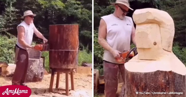 Wood carver turns wooden stump into stunning portrait of Elvis Presley