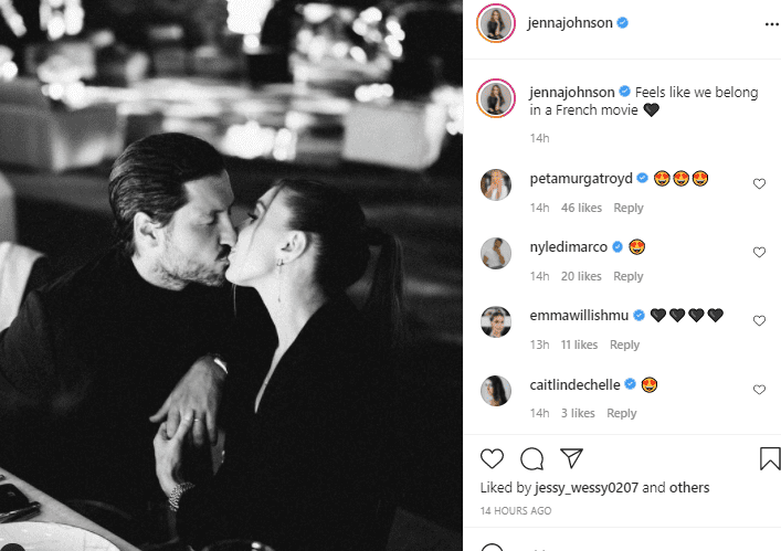 A screenshot of "Dancing With The Stars" stars Val Chmerkovskiy and his wife Jenna Johnson, looking gorgeous on Instagram | Photo: Instagram/jennajohnson
