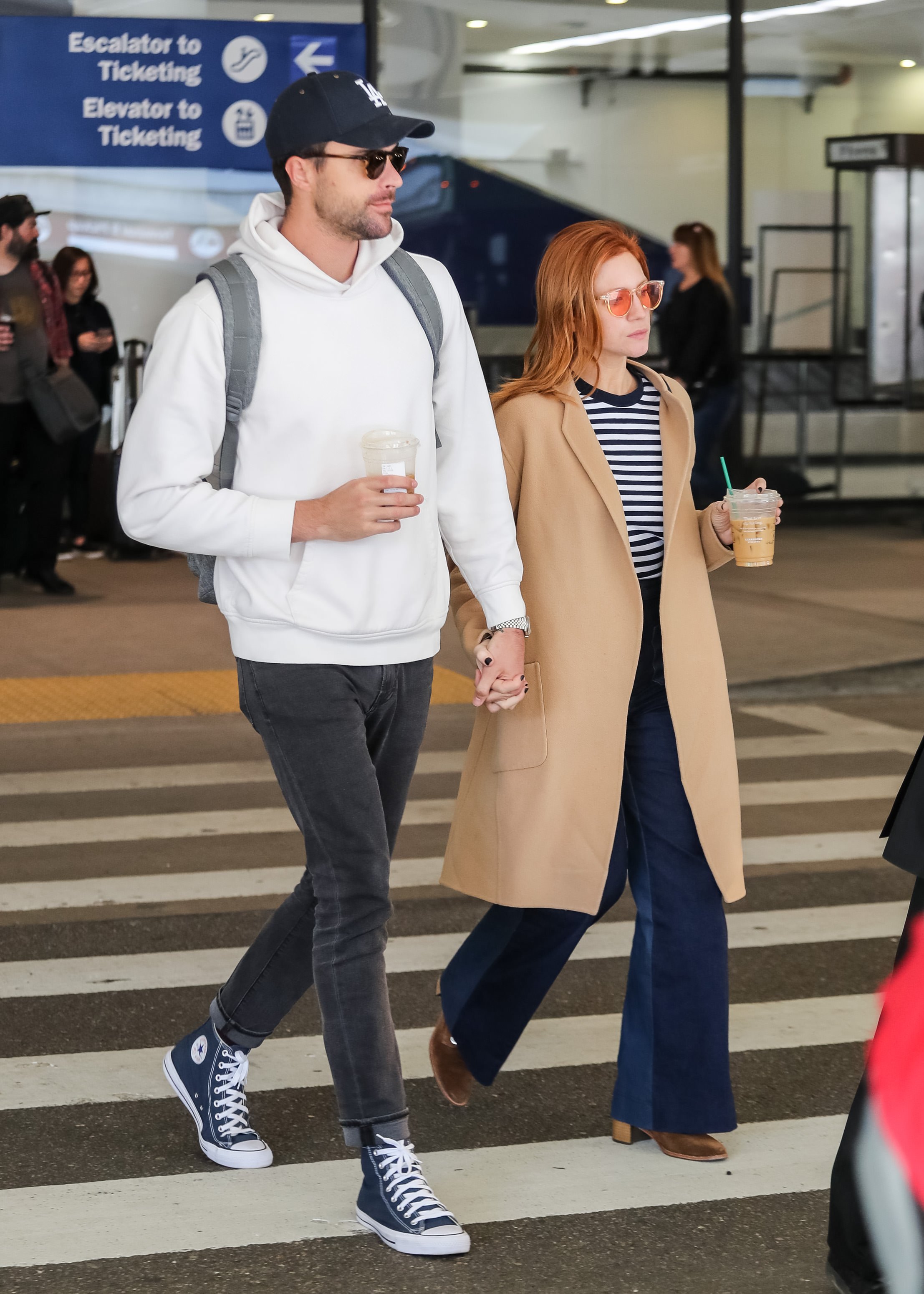 Brittany Snow and Tyler Stanaland are photographed at LAX airport in Los Angeles, on February 05, 2020 | Source: Getty Images