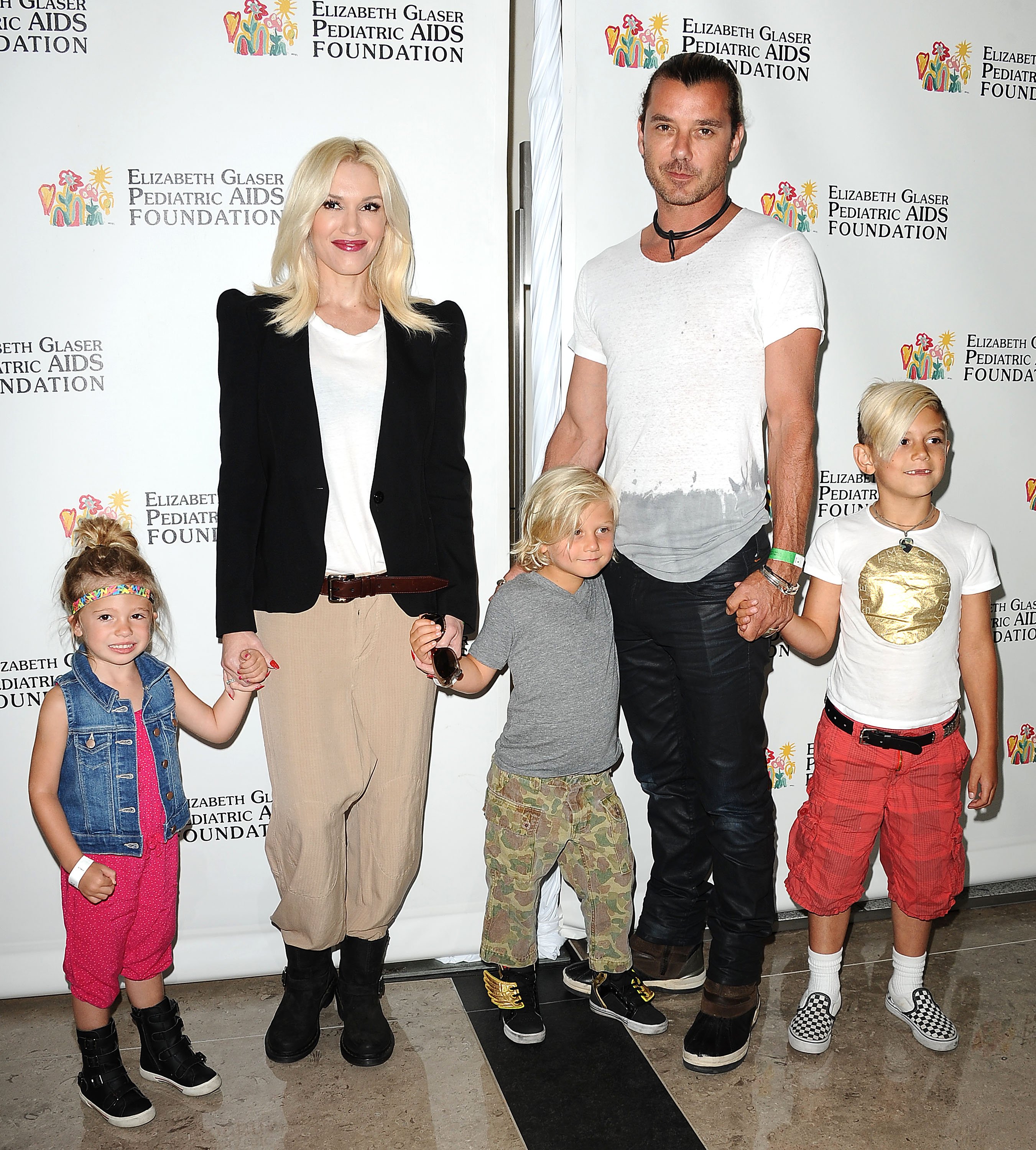 (L-R) Stella Stefani, Gwen Stefani, Zuma, Gavin and Kingston at Century Park on June 2, 2013 in Los Angeles, California. | Source: Getty Images