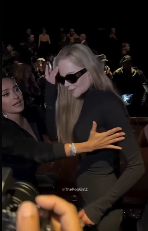 Salma Hayek and Nicole Kidman taking photos at the Balanciaga Show during Paris Fashion Week posted on October 14, 2024 | Source: TikTok/@thepopgirlz