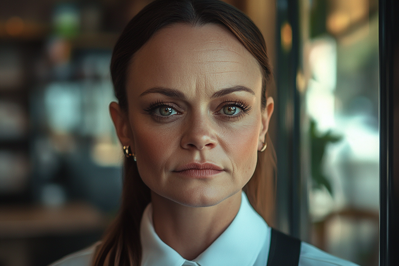 A close-up shot of a woman looking straight ahead | Source: Midjourney