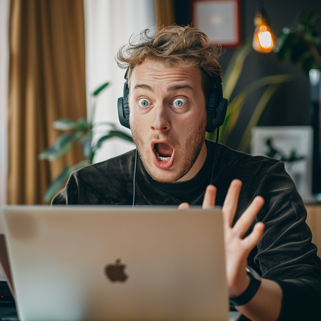 A man is shocked during a virtual meeting | Source: Midjourney