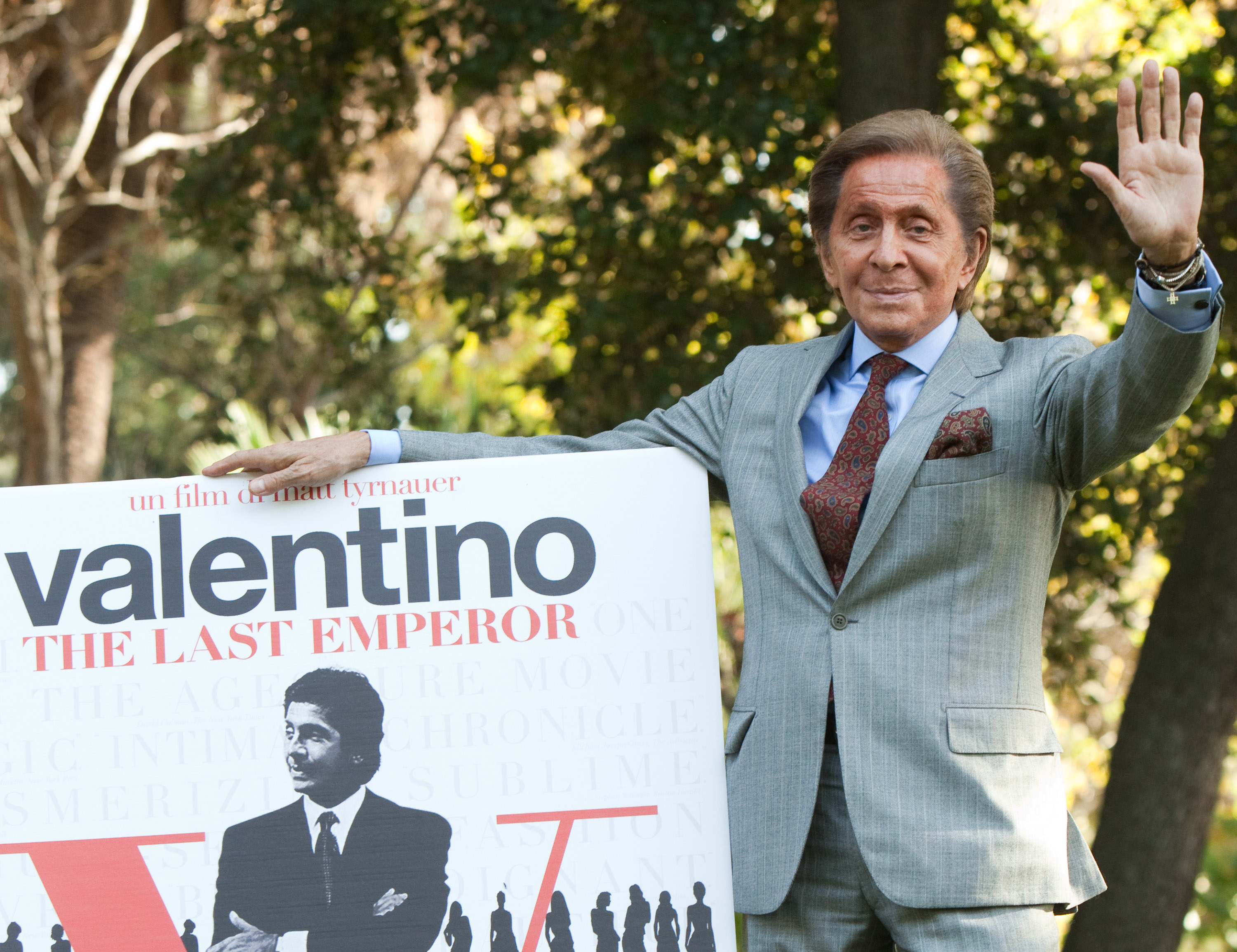 Valentino Garavani at the photocall for Valentino: The Last Emperor in Rome on November 16, 2009 | Source: Getty Images