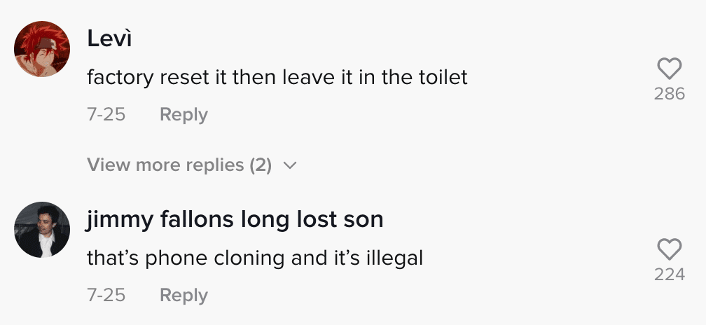 Comment section of a viral TikTok video where a teenager scrolls through secret phone their mother used to spy on them | Photo: TikTok/fagforbuckybarnes