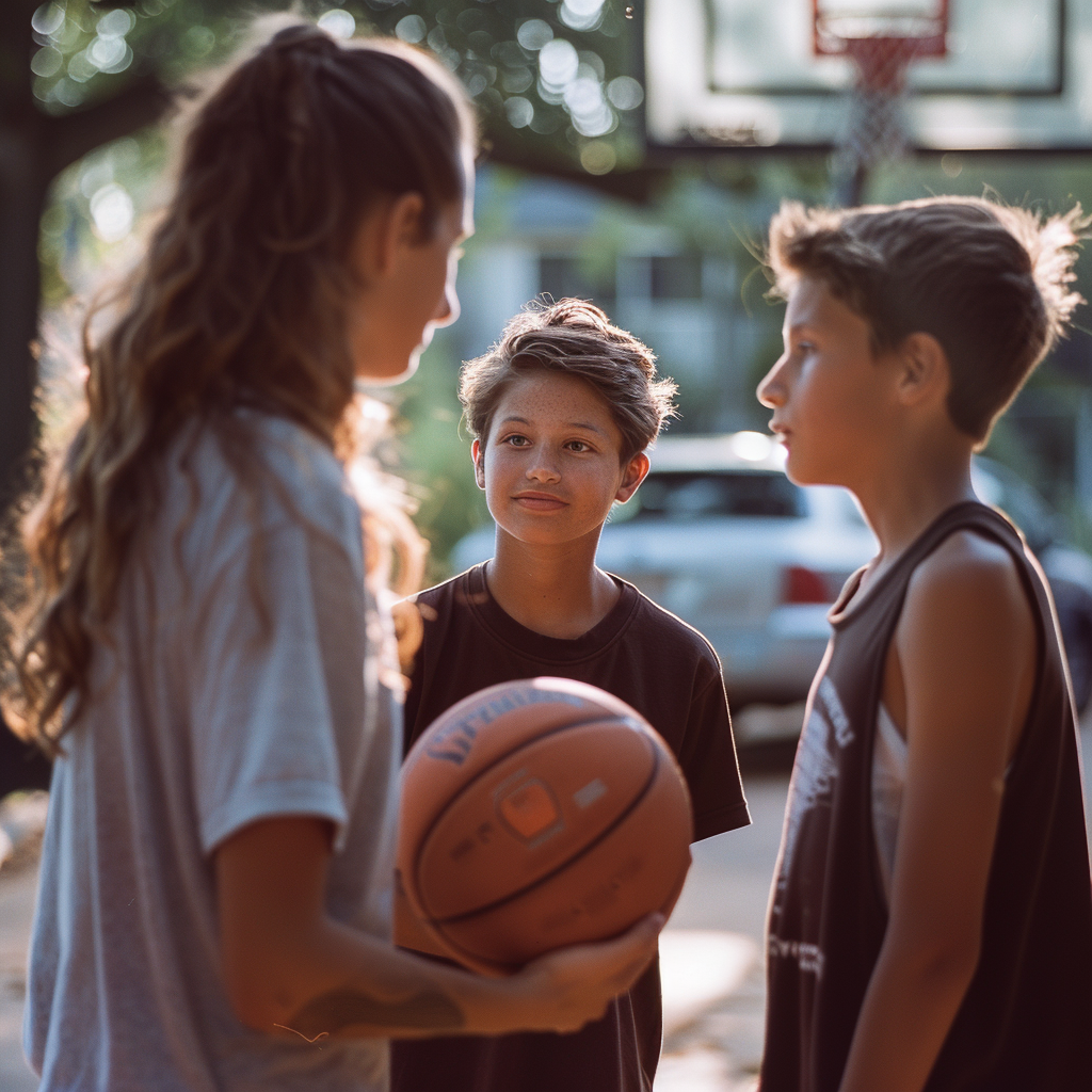 Coach Reynolds guiding Jason and his teammates on the basketball court | Source: Midjourney