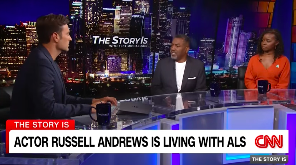 Elex Michaelson speaking with Russell Andrews and Erica Tazel about Andrews' ALS diagnosis, posted on May 16, 2026. | Source: YouTube/Elex Michaelson