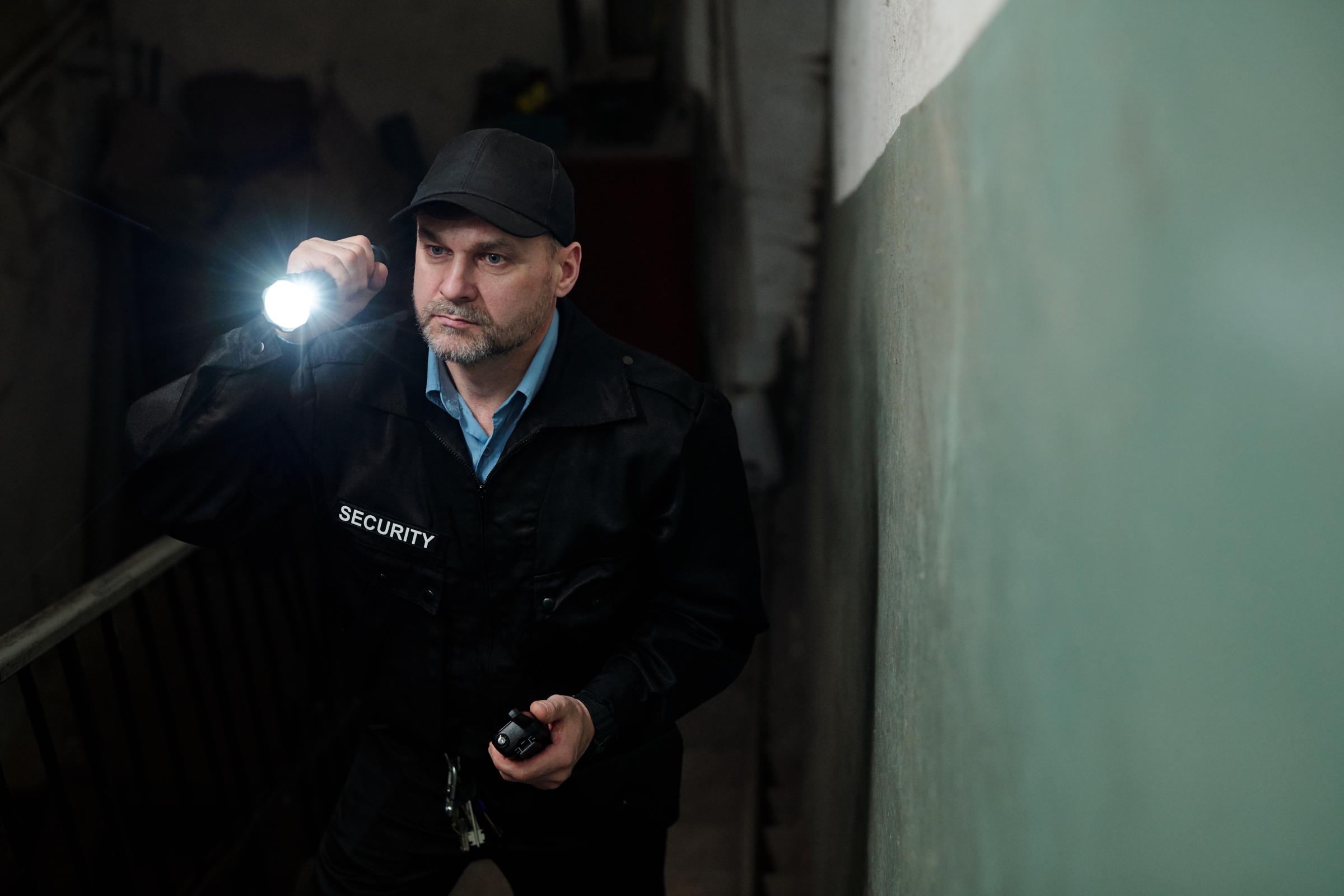 Security man holding a flashlight | Source: Shutterstock