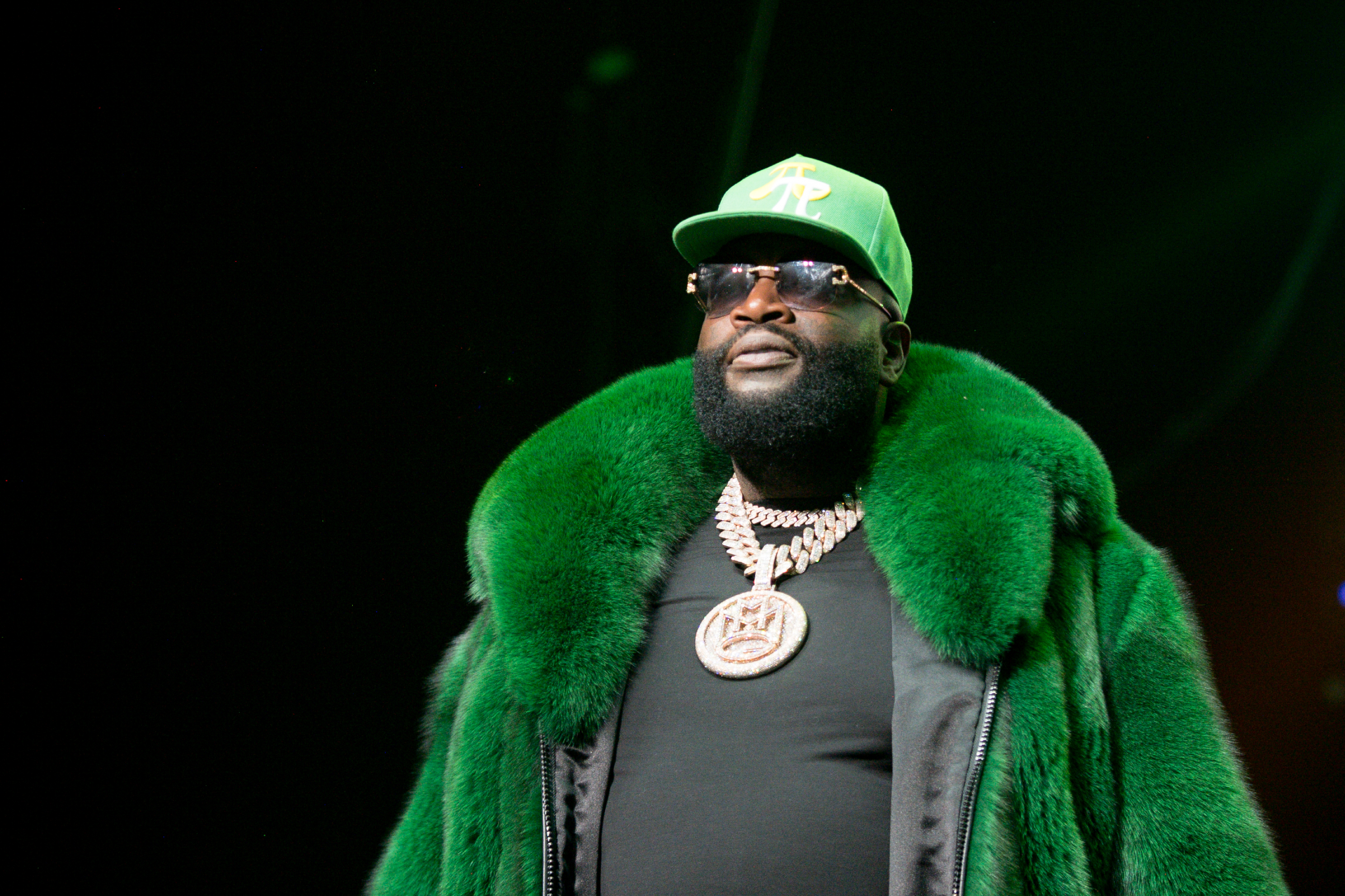 Rapper Rick Ross performs on stage during the Legendz of the Streetz Tour Reloaded at Toyota Center on February 04, 2023 in Houston, Texas. | Source: Getty Images