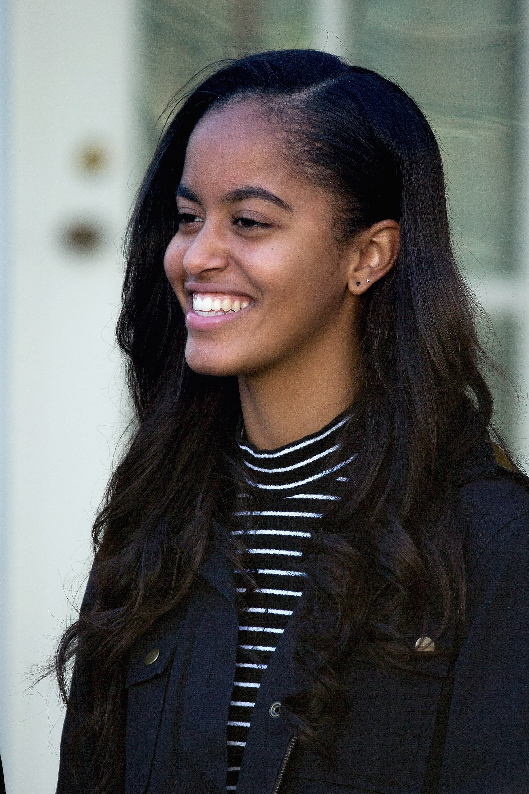 Malia Obama at the turkey pardoning ceremony in the Rose Garden of the White House on November 25, 2015.
