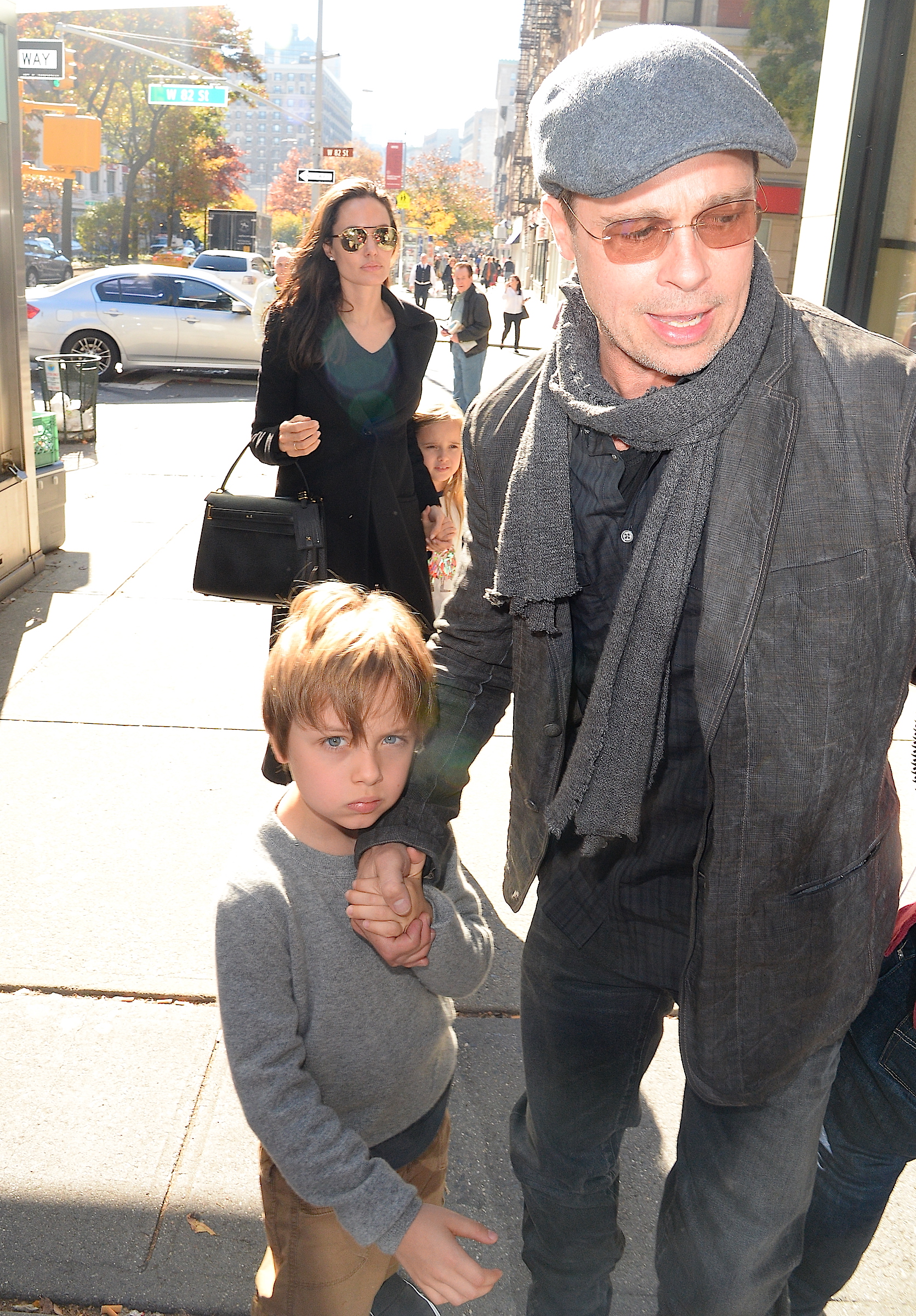 Brad Pitt with his son Knox Jolie-Pitt in New York City on November 3, 2015 | Source: Getty Images