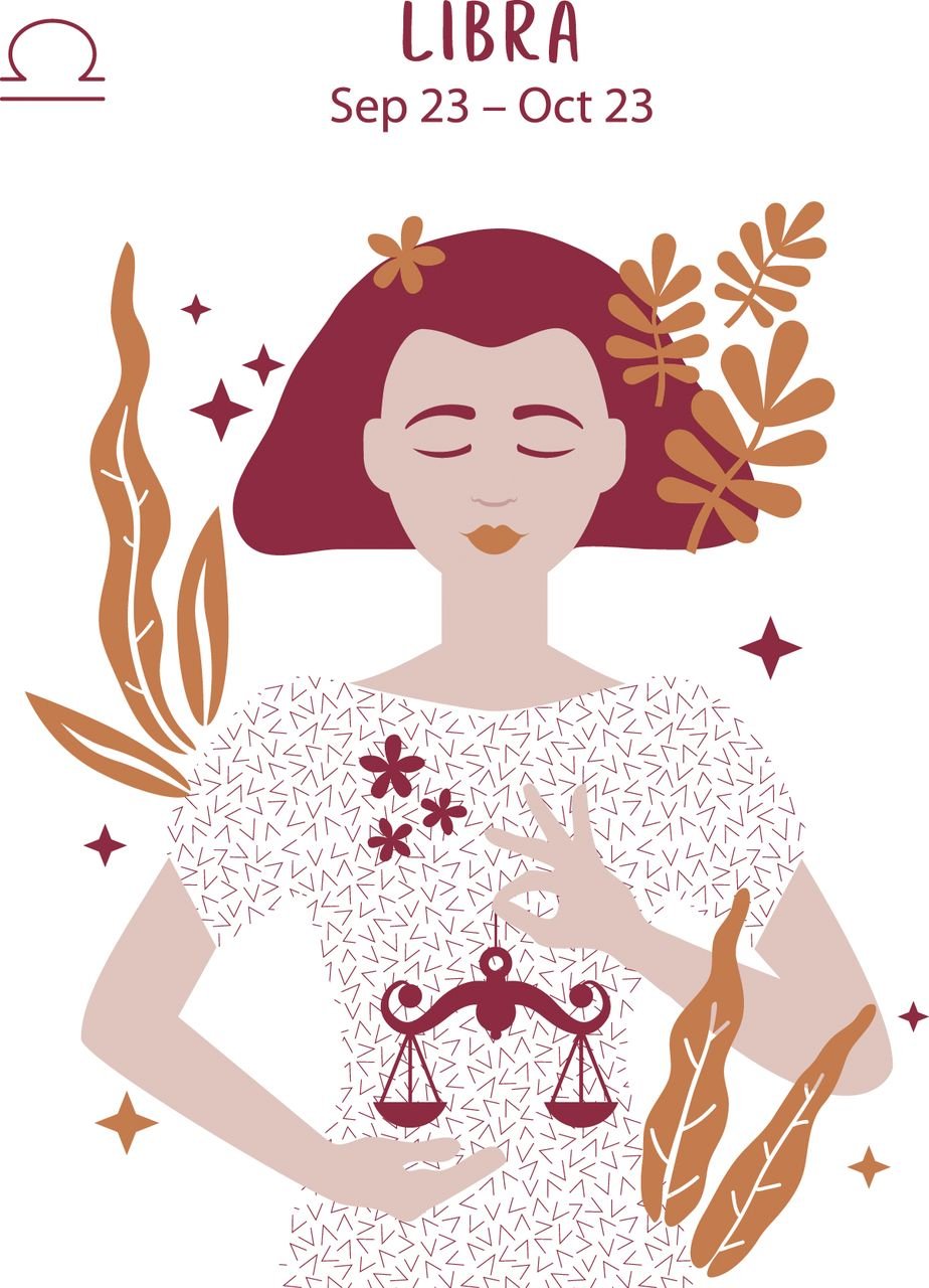 A feminine representation of the Horoscope sign for Libra.