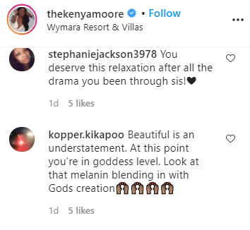 Screenshot of fans comments on Kenya Moore's Instagram post | Source: Instagram/@thekenyamoore