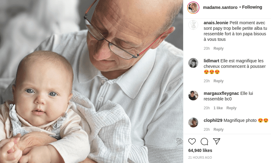 Camille Santoro montre son père avec la petite Alba "La même coupe